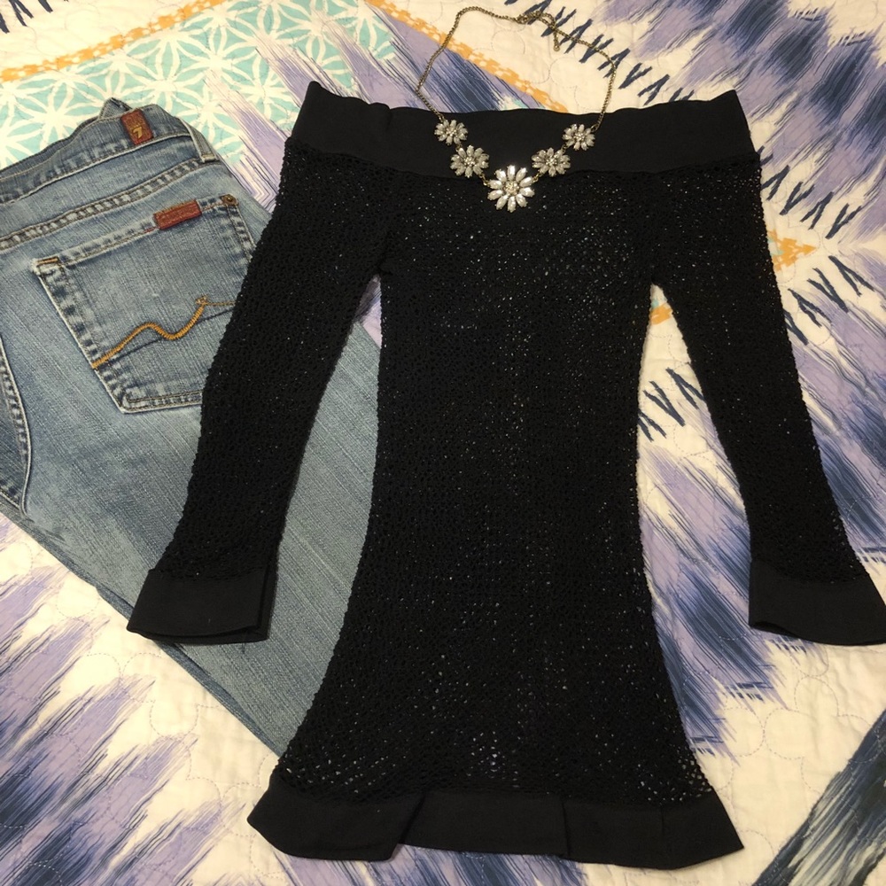 Arden B - sheer off the shoulder top